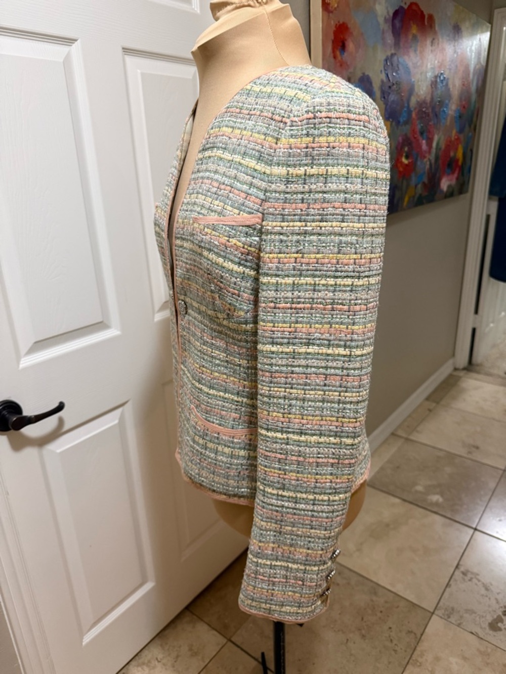 CHANEL PASTEL SILK TWEED JACKET - Picture 6 of 9